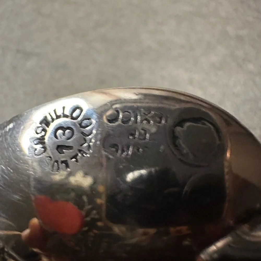 Los Castillo Taxco stamped silver, stone and gold pin - Picture 9 of 9
